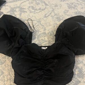 Elegant Black Puff Sleeve Top